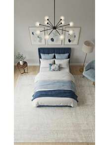 Base Cama Box Spring Tapizada en Tela Lino Azul, Estructura de Madera de Pino, Altura 26 cm, Diseño Moderno Minimalista, Matrimonial 190 * 100 cm, Fácil Ensamble - Azul - Ver 7