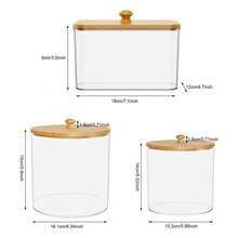 Laundry Pods Storage Set, Clear Plastic Jars With Bamboo Lids, Dryer Sheet Holder For Laundry Room And Kitchen Countertop - Clear - View 3