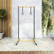 Free Standing Steel Pull Up Station, Adjustable Height Pull Up Bar With Gym Rings, Heavy Duty Workout Frame For Home Gym - Black - View 3