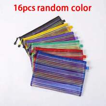 16/8/4pcs A5 Zipper Mesh Storage Bags, Multiple Colors, Stationery Storage Bags, File Bags, For School And Office Use, Home And Travel Portable - Color - View 7