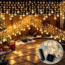 Lampu Tirai Bentuk Kepingan Salju Gaya Gelombang Surya yang Menawan, 96 LED Hangat/Dingin/RGB, Lampu Gantung Tahan Air, Ciptakan Suasana Magis untuk Rumah, Halaman & Festival Musim Dingin - Es Krim Stik Bentuk Kepingan Salju - View 5