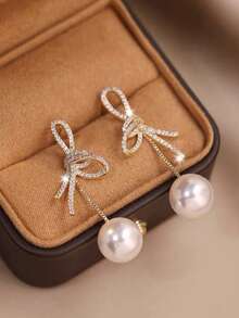 2PCS Niche Design Knotted Pearl Tassel Earrings, Fashionable High-End Vacation Style Earrings For Women - Multicolor - View 3