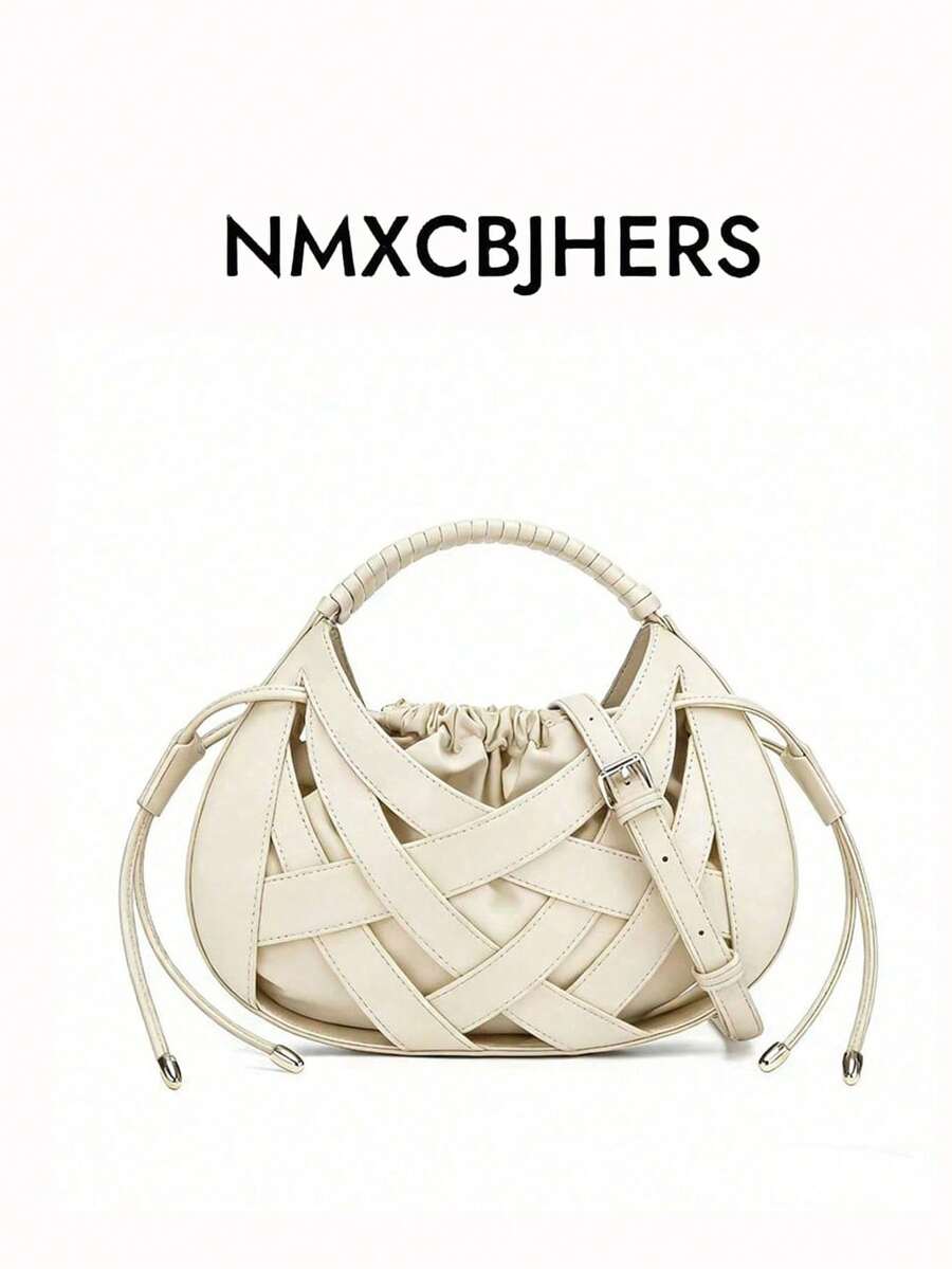 New Spring/Summer Hollow-Out Decor Bag With Inner Pocket, Unique Birdnest Design Women Shoulder Crossbody Handbag, High-Quality - Beige - View 1