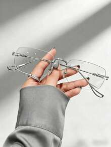 2026 New 1 Pair Women's Rimless Flat Lens Glasses, Fashionable And Versatile, Suitable For Daily Wear, Travel, Gifting And Private Gatherings - Multicolor - View 5
