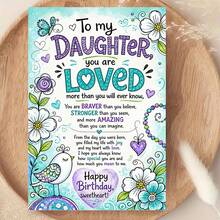 1/3sets "To My DAUGHTER You Are LOVED"Warm Birthday Greeting Card,Colorful Flowers And Birds Design,Perfect Gift For Daughter's Brithday,Suitable For Birthday,Christmas,New Year And Various Holiday Events - A - View 2