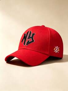 1PC Curved Brim Baseball Cap, Letter Embroidery, Cross Letter Print On Side, Adjustable Design, For Daily Wear, Outdoor Activities, Travel And Hiking. - Multicolor - View 11