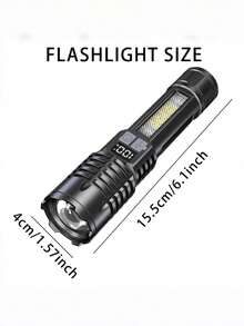 1/2pcs High Lumen LED Flashlight, Adjustable Focus Flashlight With COB Work Light And Battery Indicator, Built-In Large Capacity Battery, USB-C Fast Charging, Suitable For Home, Car Repair, Night Walking - Star - View 12