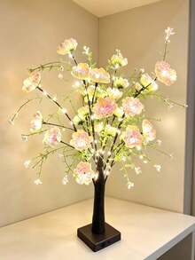 1件裝棕色樹幹杜鵑花樹燈,60燈,55CM高,USB + 3顆AA電池雙電源,暖白色LED桌面樹燈,秋冬聖誕感恩節新年臥室婚禮居家喬遷氛圍裝飾擺件 - 黃色 - 查看 13