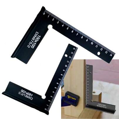 L-Shaped Right Angle Woodworking Ruler, Woodworking Protractor, Aluminum Alloy Marking Ruler, Metric Oblique Angle Ruler, Height Measuring Tool, Precision Marking Tool, Used For Measuring And Marking