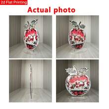 1pc 2D Flat Crystal Apple Christmas Theme Acrylic Ornament, Santa Claus Reindeer Snow Scene Stand, Home Desktop Atmosphere Christmas Decor Gift - C - View 9