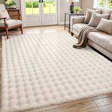 Karpet Lembut dan Berbulu, Cocok untuk Kamar Tidur, Ruang Tamu, Ruang Belajar, Kantor, Karpet Kamar Tidur Mewah, Dapat Dicuci dan Anti Selip, Karpet Lucu, Karpet Bulu Imitasi, Karpet Ruang Tamu, Karpet Kamar Tidur, Karpet Samping Tempat Tidur, Karpet Berbulu Panjang, Karpet Dekoratif, Dekorasi Kamar Tidur, Dekorasi Rumah, Dekorasi Ruangan - Putih Krem - View 3