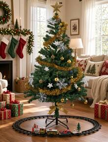 Christmas Train Toy With Floating Christmas Tree Base, Light And Sound - Red - View 6