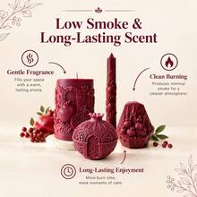4pcs Burgundy Pomegranate Candles With Delicate 3D Embossed Craft, Unique Fruit Shape Design - Burgundy - View 7