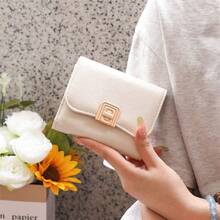 Women's Short Wallet 2026 New European And American Fashion Minimalist Multi-Function Folding Student Coin Purse - Beige - View 1