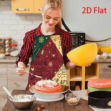 1pc Christmas Chef Kitchen Apron, Red Green Yellow Color Block Apron With Hand Drawn Kitchen Utensils, Snowflake, Heart And Star Elements, Adjustable Neck Tie Cooking Apron For Home Kitchen, Restaurant, Christmas Baking Party - Multicolor - View 9