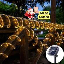 8 Modes Solar LED String Lights - 50/100/200/300 LED Beads, Flexible Waterproof Light String, Suitable For Garden, Wedding, Christmas And Halloween Decoration, Multi-Color Hanging Solar Outdoor Lighting - Solar Tube Light - View 6