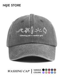 1pc Fashion Ocean Turtle Sun Print Vintage Washed Baseball Cap, Daily Outfit Hat, All-Season Essential, Outdoor Sports Baseball Cap, Lightweight And Comfortable, Suitable For Streetwear And Daily Life - A - View 10