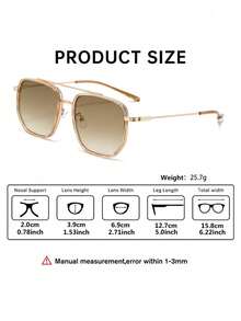 1pc Women's Aviator Bohemian Style Fashion Outdoor Protective Glasses, Travel & Daily Accessory - Double Brown - View 5