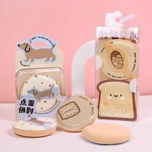 1pc Random Style Cotton Candy Powder Puff, Cartoon Bread Shaped, Dry & Wet Dual-Use Cushion Powder Puff, Non-Absorbent, Soft & Adherent, Even Makeup Application, Practical Makeup Tool - Multicolor - View 5