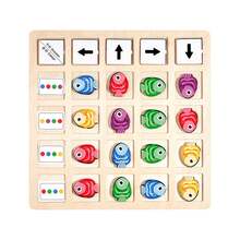 Juguetes Montessori de madera para niños entrenamiento de pensamiento lógico dirección y cognición de color juego de mesa educativo de batalla para entrenar habilidades cognitivas y divertirse en familia juguete educativo para desarrollo de habilidades infantiles - Dirección de pez - Ver 6