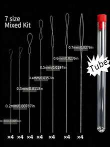 7/14pcs 0.15-0.7mm Mixed Twisted Needle With Needle Tube, Ultra-Fine Beading Tool, Steel Wire, Handmade DIY Jewelry Making - View 12