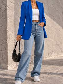 Women Blazers - Royal Blue - View 3