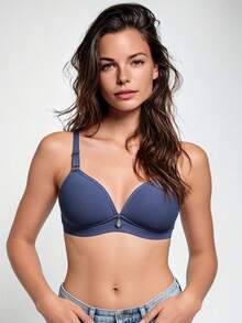 3pcs Women's Comfortable Breathable Wireless Soft Cup Solid Color Sleep Bra - Multicolor - View 5