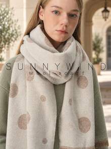 1pc Women's Gold Thread Polka Dot Elegant Versatile Wool Scarf, Suitable For Autumn/Winter Daily Wear - White - View 5