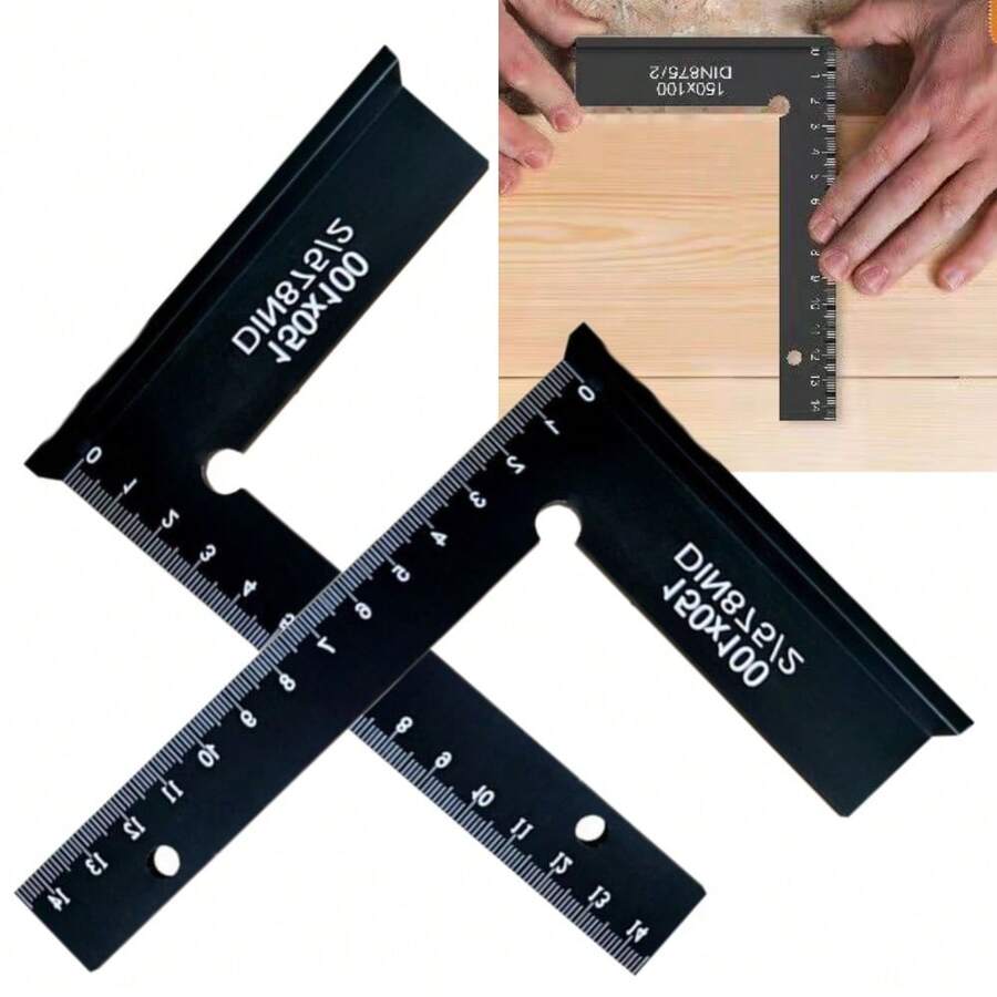 L-Shaped Woodworking Angle Ruler, Aluminum Alloy Marking Ruler, Woodworking Right Angle Protractor, Precision Marking Tool, Height Measuring Tool, Metric Oblique Angle Ruler, Used For Measuring And Marking - L-shaped - View 1