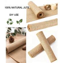 1pc Natural Jute Table Runner, Rustic Woven Linen Tablecloth, Suitable For Wedding, Bridal Shower, Birthday, Forest Theme Party, Picnic, Farmhouse Home Decor - View 6