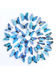 20pcs 3D Butterfly Removable Mural Wall Stickers For Home Room Bedroom Party Decor - Blue - View 7