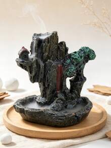 1pc Landscape Waterfall Backflow Incense Burner, Ceramic/Resin Zen Meditation Decor, Chinese Style Incense Cone Holder, Suitable For Home Living Room And Tea Room, Unique Housewarming Gift And Yoga Gift - 1pc - View 1