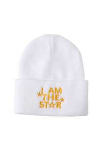 Men's "I Am A Star" Letter & Star Embroidered Ribbed Knit Beanie, Warm Winter Brimless Cap - A - View 4
