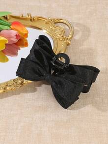 1pc Women Bow Hair Claw Clip, Plaid & Glitter Rhinestone Bowknot Non Slip Claw Clip,Holiday Daily Vacation Hair Accessories For Ladies - Multicolor - View 6