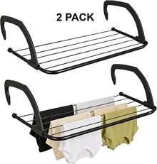 2 Pack Radiator Airer Clothes Washing Drying Indoor Rack Rail Dryer Adjustable Foldable 6 Bar Towel Drying Rack With Adjustable Arms Space Saving Black - View 1