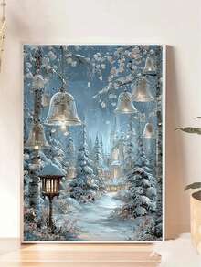 1pc Diamond Painting Kit, Full Drill Dreamy Snow Scene Castle Decorative Diamond Painting, Healing Atmosphere Handmade DIY Rhinestone Wall Decor Home Decoration - round diamond - View 5