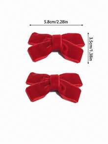 2pcs Flocked Bow BB Hair Clips, Cute Pet Accessories For Long/Short Hair Cats & Dogs - Multicolor - View 4