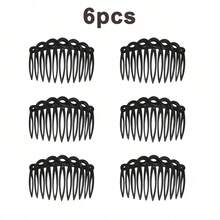 3/6pcs Vintage Woven 11-Tooth Deep Brown Plastic Hair Comb, Eight-Shaped Side Comb - Multicolor - View 17