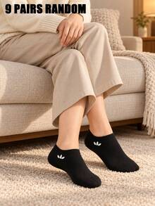 9 Pairs Simple Versatile Women's Low Cut Ankle Socks, Solid Color, Soft Knit, Stretchy Cuff, Breathable Skin-Friendly, Casual Socks For Home Daily - Multicolor - View 3