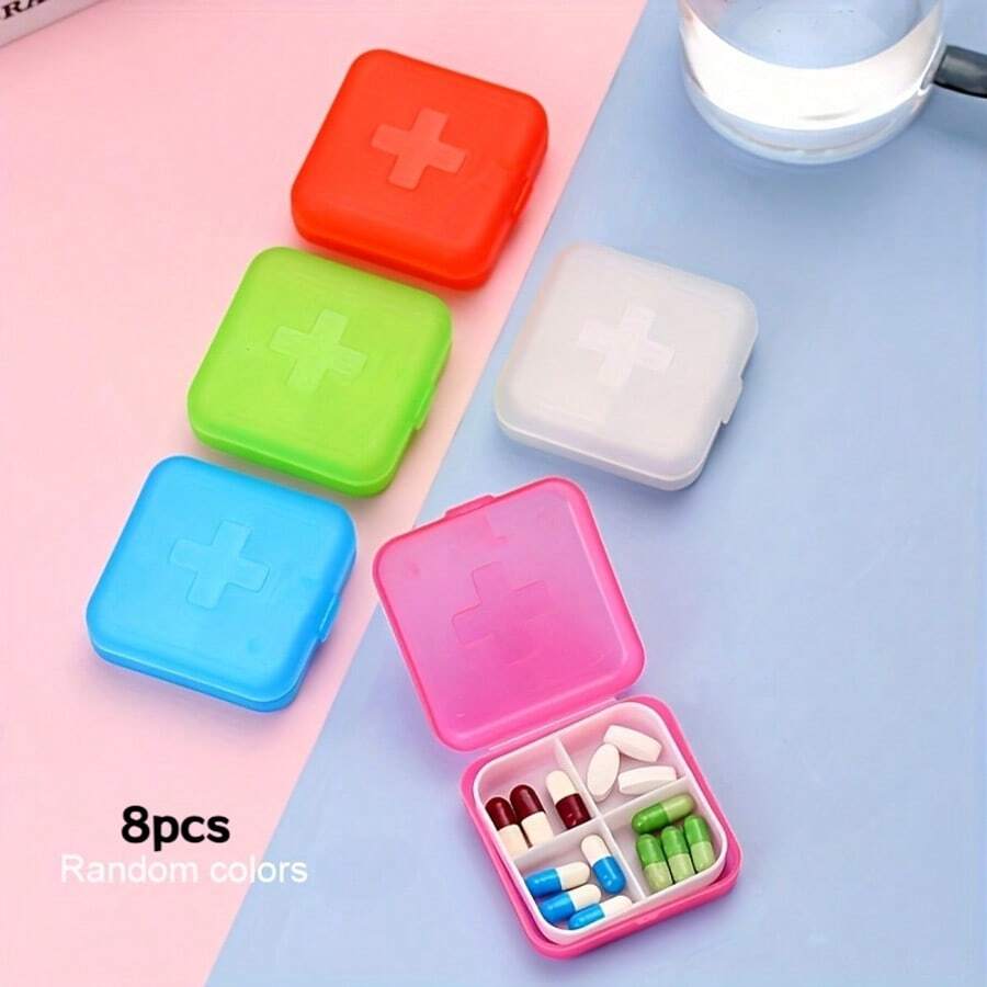 1pc Mini Square Pill Box - Portable Plastic Medicine Storage Box With Lid, Multi-Functional Design For Travel And Daily Use - one-size - View 1