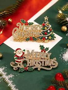 1 Exquisite And Stylish "Merry Christmas" Letter Badge, A Fashionable And Versatile High-End Christmas Brooch Accessory - Multicolor - View 7