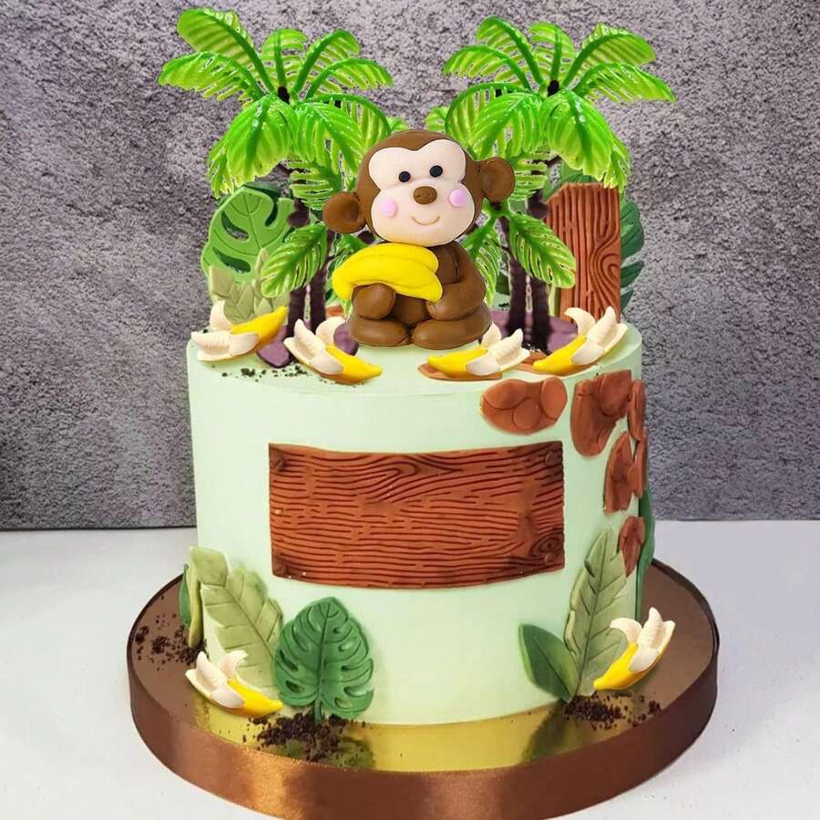 11-Piece Monkey-Shaped Cake Toppers-Perfect For Jungle-Themed Cake Decoration. - Multicolor - View 1