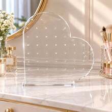 1pc Creative Heart-Shaped Acrylic Earring Display Stand, 3 Colors Available, High-End Durable Jewelry Display Rack, Lightweight And Space-Saving, Earring Display, Earring Storage Box, Earring Organizer, Earring Display Stand, Earring Holder For Photography, Suitable For Christmas, Halloween, Thanksgiving, Valentine's Day Gifts - Clear - View 6