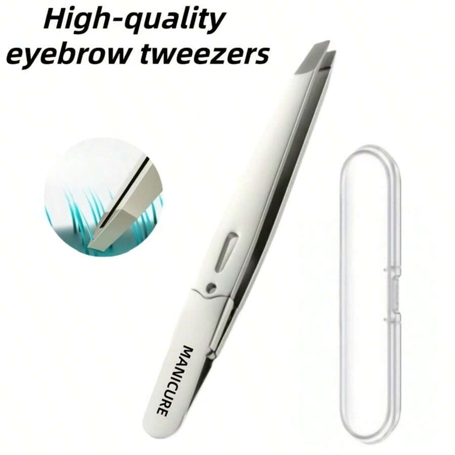Stainless Steel Professional Eyebrow Tweezers, High Precision Slanted Tip Small Tweezers, Universal Hair Removal Plucker For Eyebrows And Beard, - Multicolor - View 1
