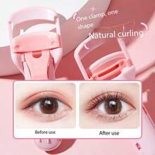 1pc Cartoon Press-Type Eyelash Curler, Wide-Angle Sunflower Eyelash Curler, One-Clip Lift And Curl, Shape Full Sunflower Lashes, Daily Makeup Essential - Coral Pink - View 3
