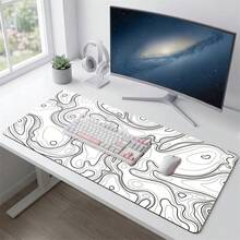 Black White Line Extra Long Mouse Pad For Gaming Office Home Art Design Gift For Friends Family Rubber Base PC Laptop Study Desk Mat Multiple Sizes Computer Keyboard Pad Non Slip Durable Smooth - View 4