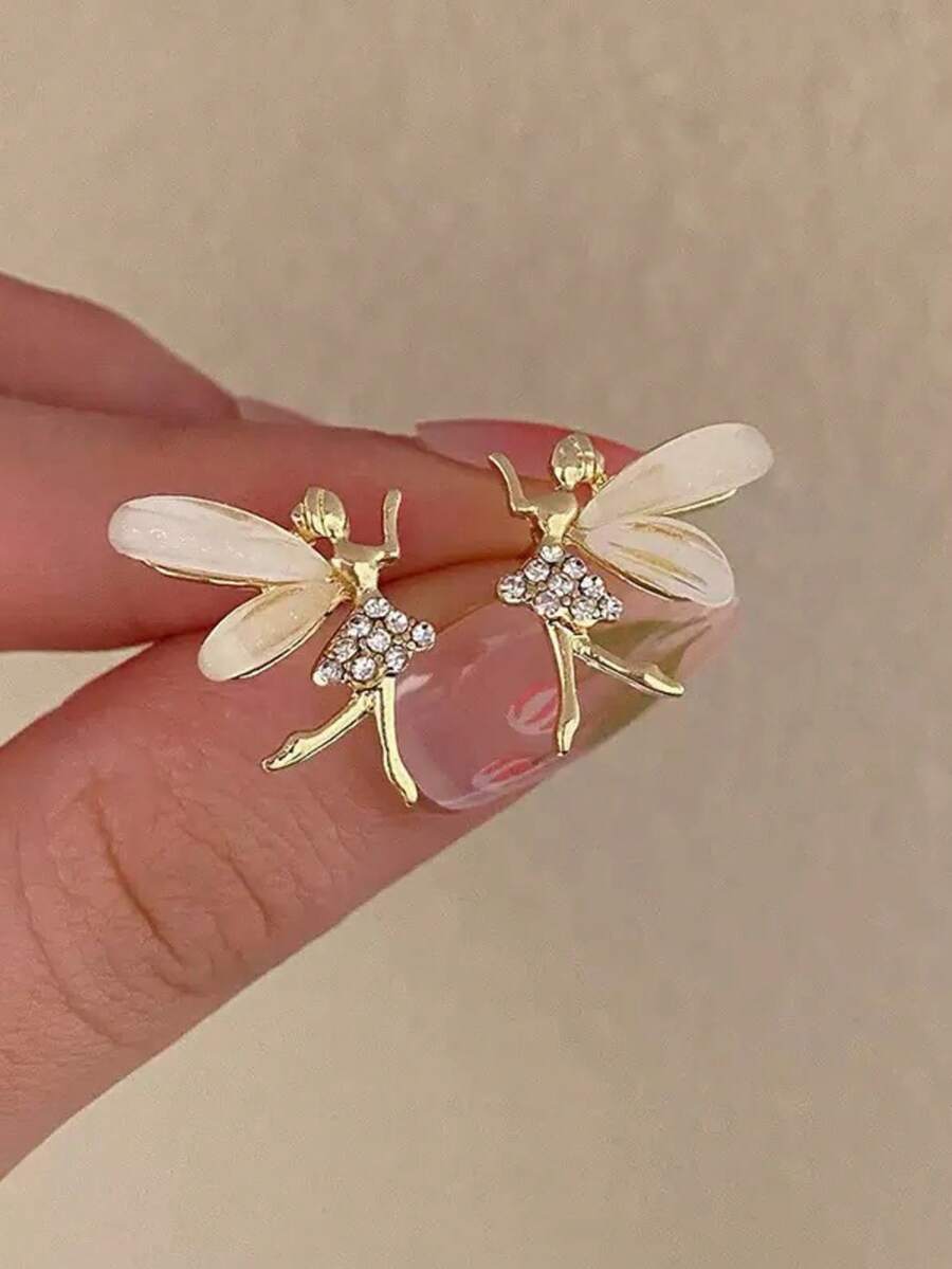 European And American Fashion Cute Ballet Fairy Earrings, Suitable For Daily Wear - Gold - View 1