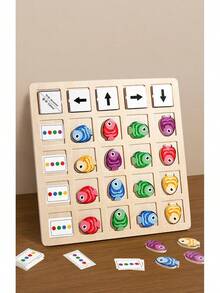 Juguetes Montessori de madera para niños entrenamiento de pensamiento lógico dirección y cognición de color juego de mesa educativo de batalla para entrenar habilidades cognitivas y divertirse en familia juguete educativo para desarrollo de habilidades infantiles - Dirección de pez - Ver 1