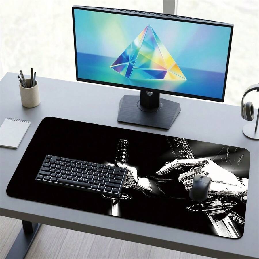 Samurai Dual Sword Extra Long Mouse Pad For Gaming Office Home Art Design Gift For Friends Family Rubber Base PC Laptop Study Desk Mat Multiple Sizes Computer Keyboard Pad Non Slip Durable - View 1