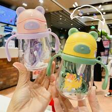 1pc Kids Cartoon Straw Cup 250ml Portable With Strap, Boys & Girls Handle Cup, PC Material, Gravity Ball Anti-Leak Anti-Choke Design, Pink Sippy Cup For School - 250ml - View 8